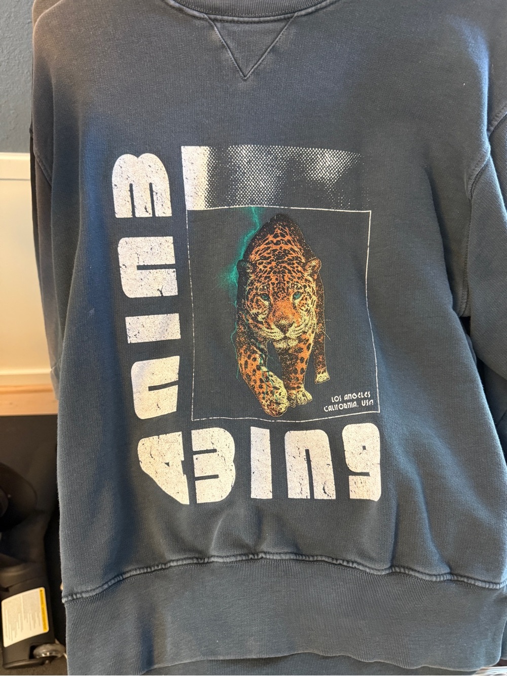 Anine Bing Navy Graphic Leopard Sweatshirt